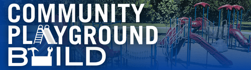 Community Playground Build; background picture of new playground equipment